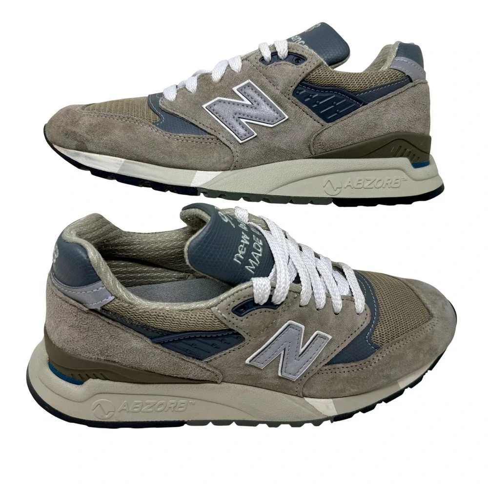 New Balance 998 Made in USA Men's 8 Grey Suede Running Shoes U998GR ABZORB